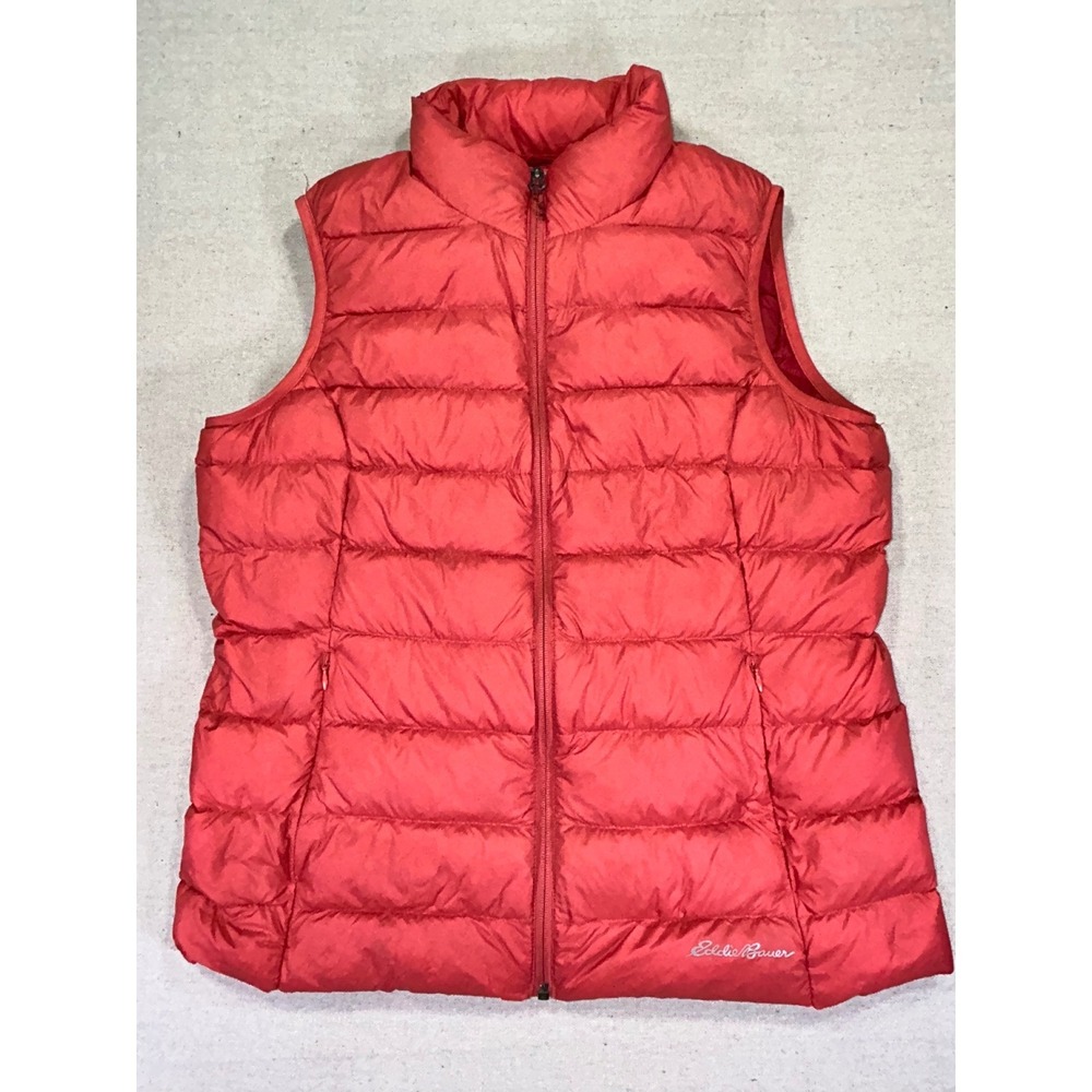 Eddie Bauer Womens Large Red EB650 Down Puffer Vest Full Zip